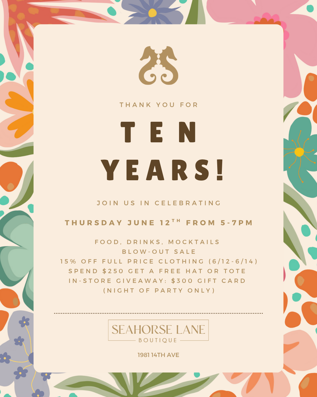 10 years of Seahorse Lane!
