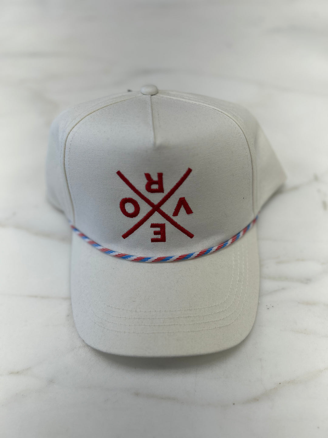 Upside Down Vero Trucker Hat - Cream/Red