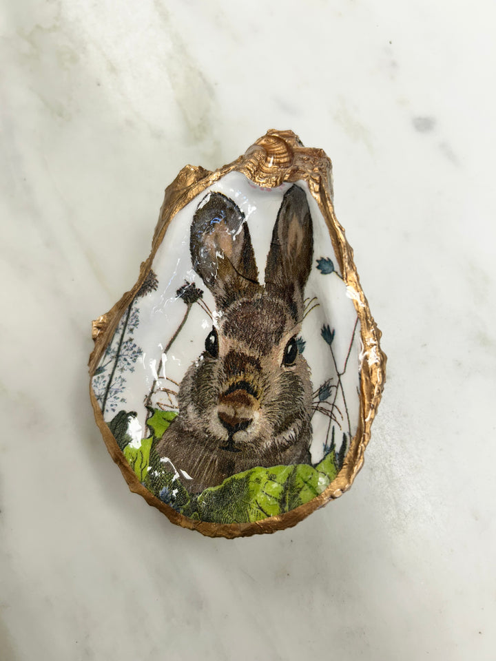 Gilded Oyster Shell Jewelry Dish - Medium