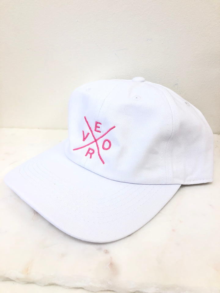 Vero Hat - White & Bright Pink
