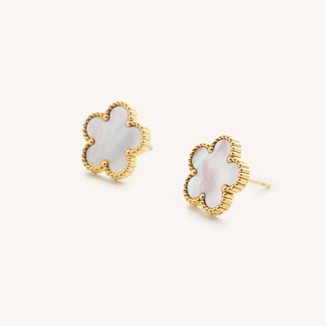 Nikki Smith Design - White Shell Flora Studs