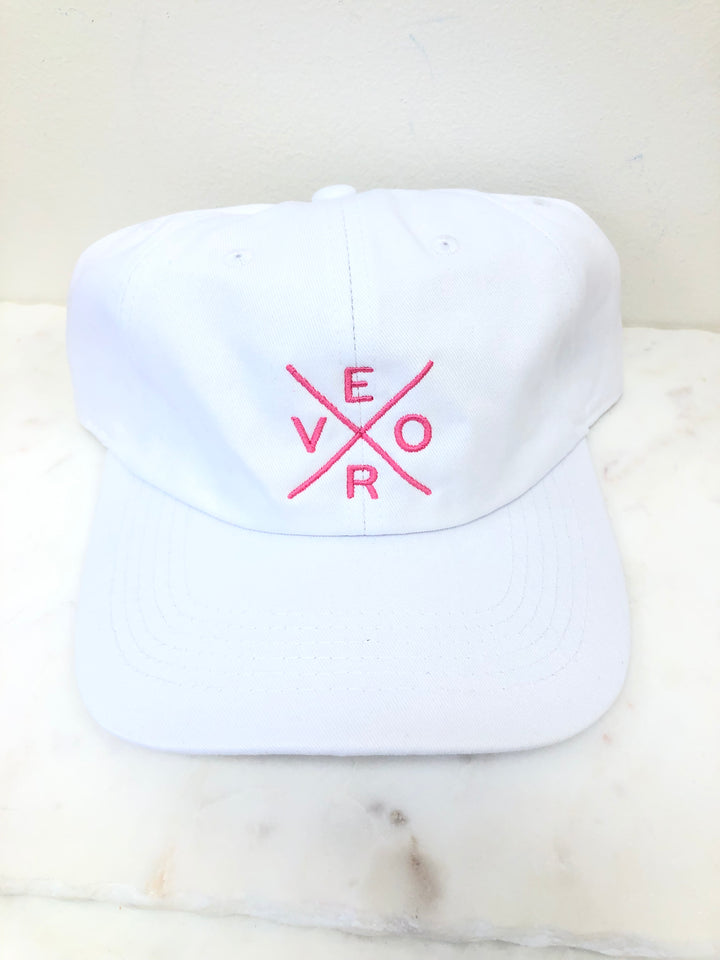 Vero Hat - White & Bright Pink