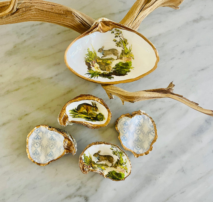 Gilded Oyster Shell Jewelry Dish Medium - Bunny