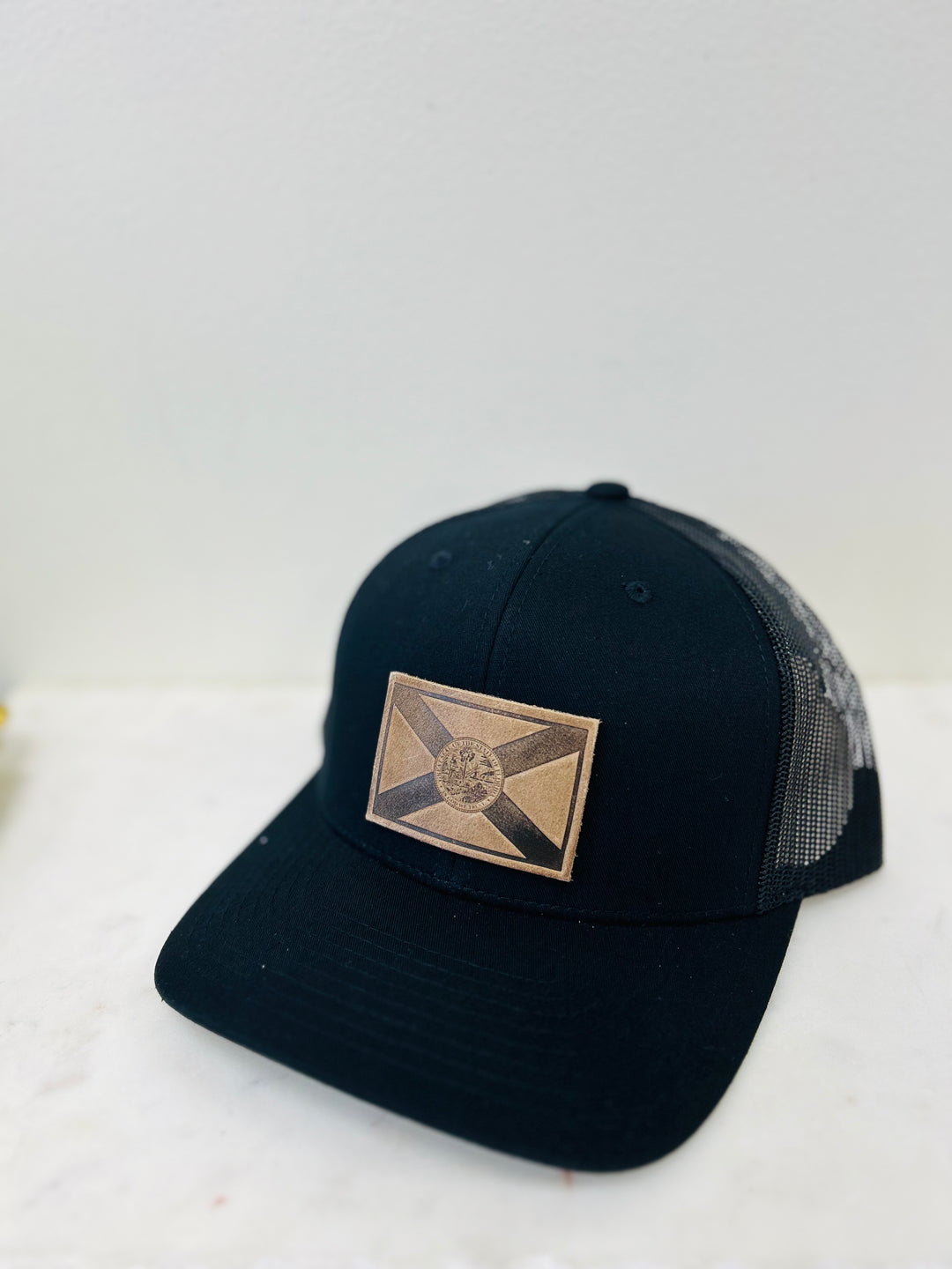 Florida Flag Leather Patch Hat - Black