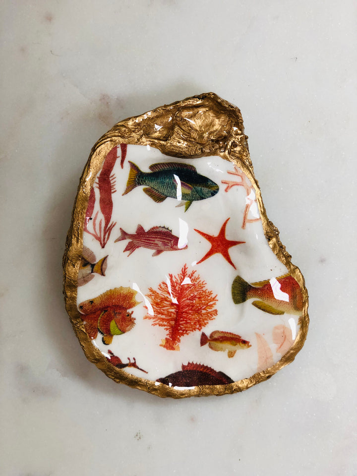 Gilded Oyster Shell Jewelry Dish - Medium