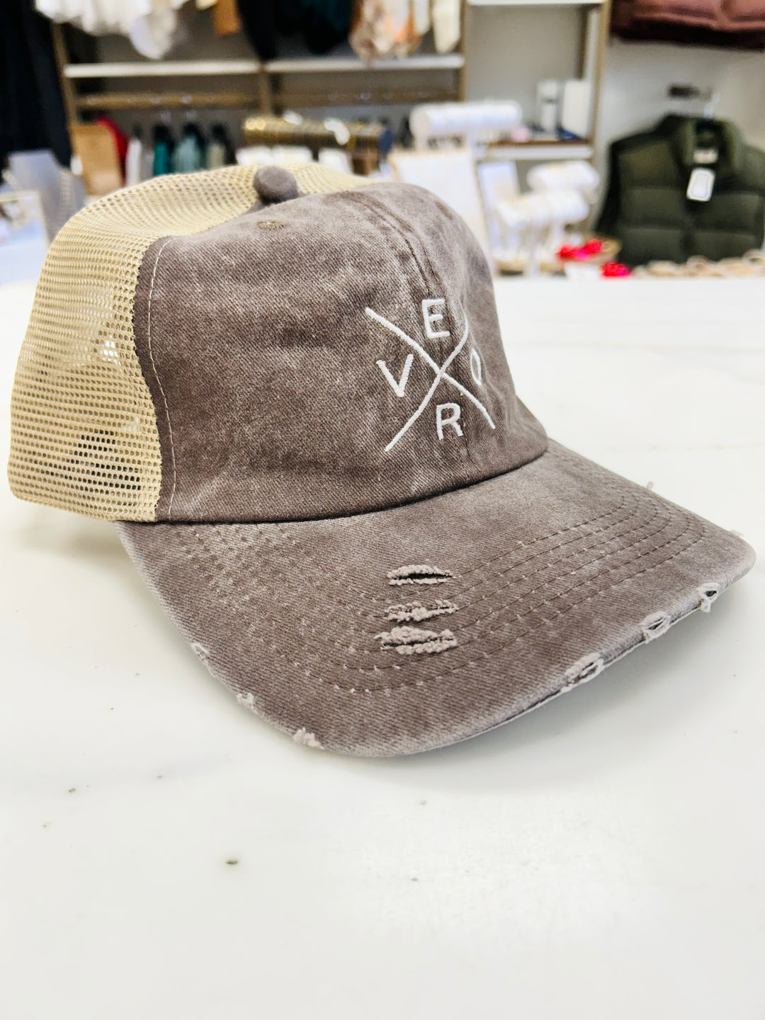 Vero Hat - Distressed Trucker Brown & Khaki