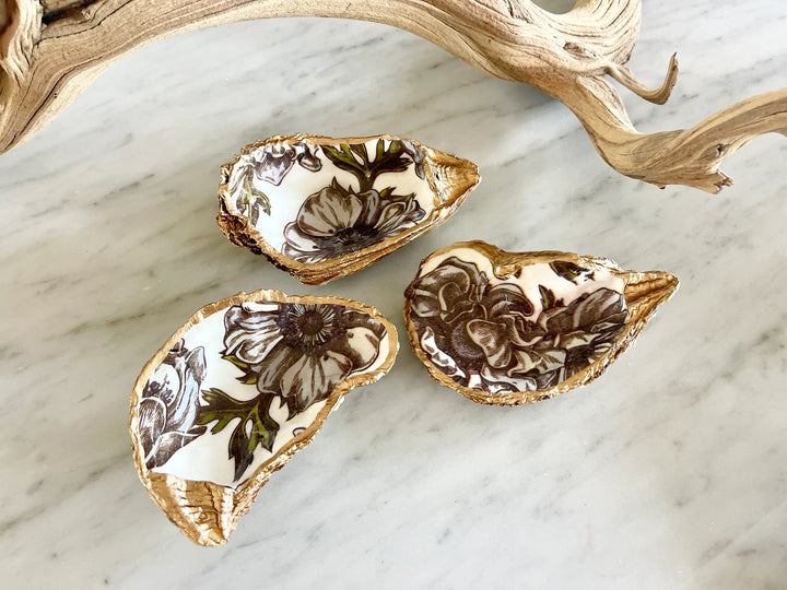 Gilded Oyster Shell Jewelry Dish - Medium