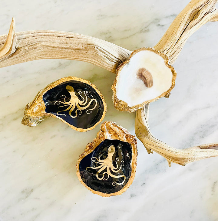 Gilded Oyster Shell Jewelry Dish - Medium