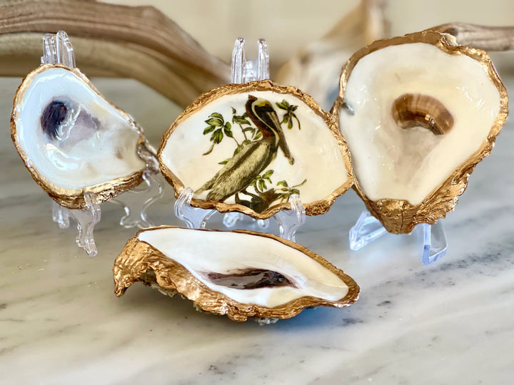 Gilded Oyster Shell Jewelry Dish - Medium