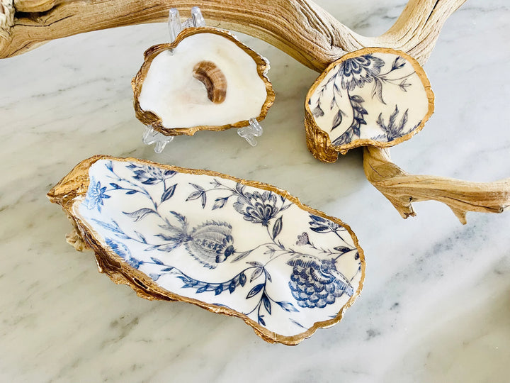 Gilded Oyster Shell Jewelry Dish - Medium