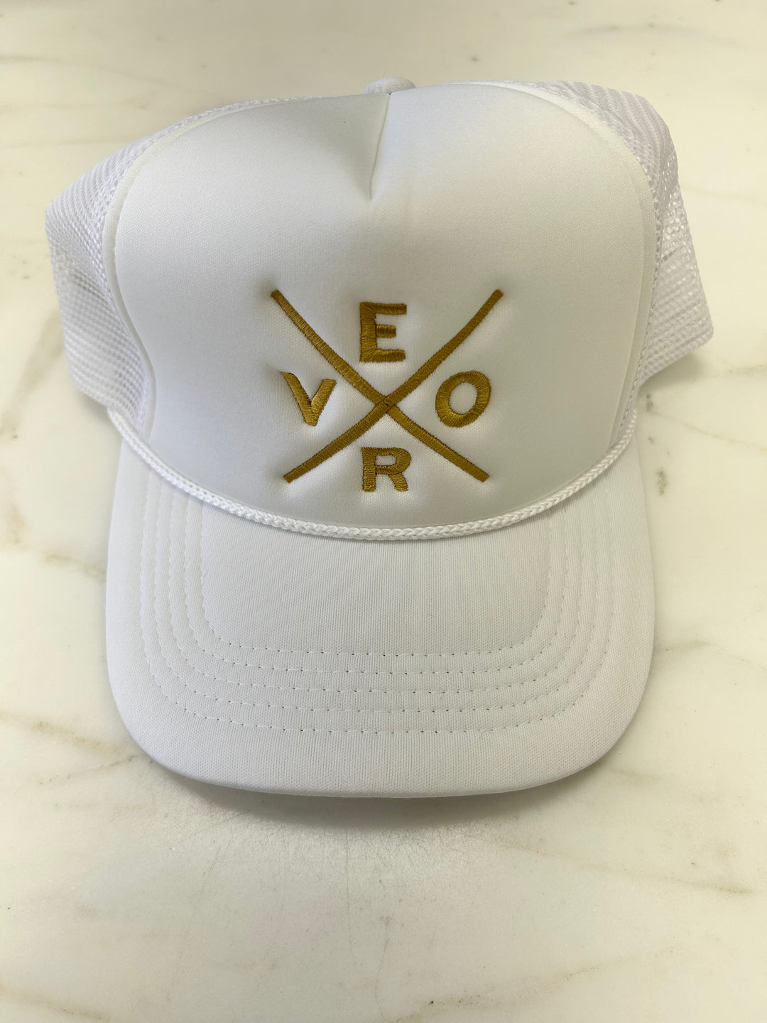 Vero Foam Trucker Hat - White & Gold