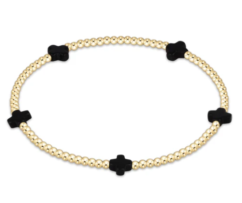 enewton Signature Cross Small Gold Pattern Bead Bracelet - Onyx