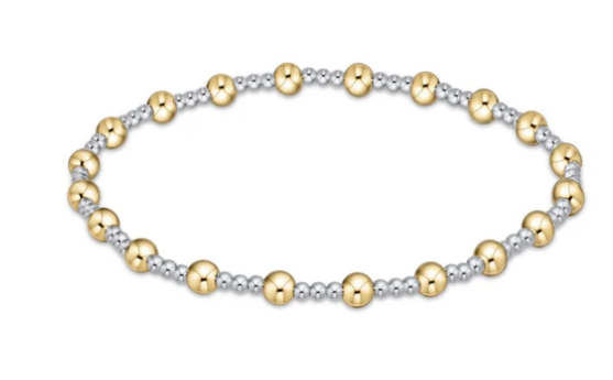 Classic Serenity Pattern 4mm Bead Bracelet Mixed Metal