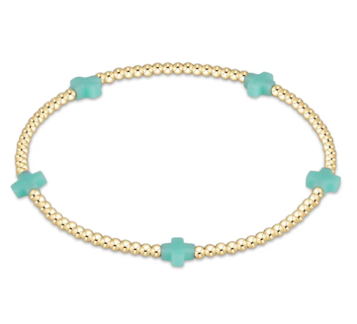 enewton Signature Cross Small Gold Pattern Bead Bracelet - Mint