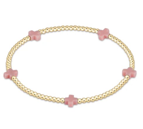enewton Signature Cross Small Gold Pattern Bead Bracelet - Pink
