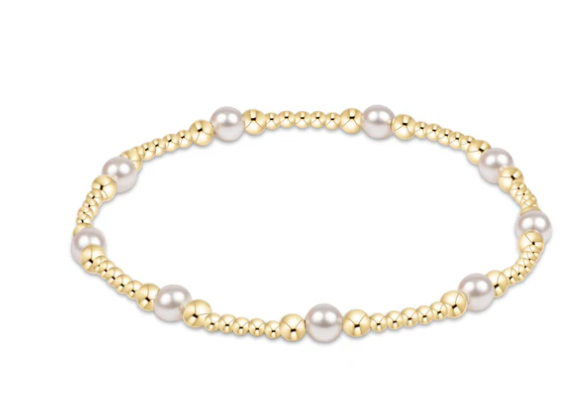 Classic Purpose Pattern 4mm Bead Bracelet - Pearl
