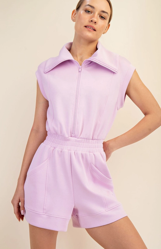 Scuba Sleeveless Romper - Blossom