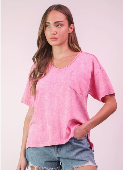 Basically Yours V-Neck Top - Pink