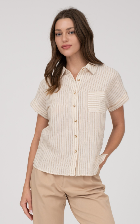 Pure in Heart Linen Top - Khaki