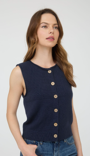 Fresh Wind Knit Top - Navy
