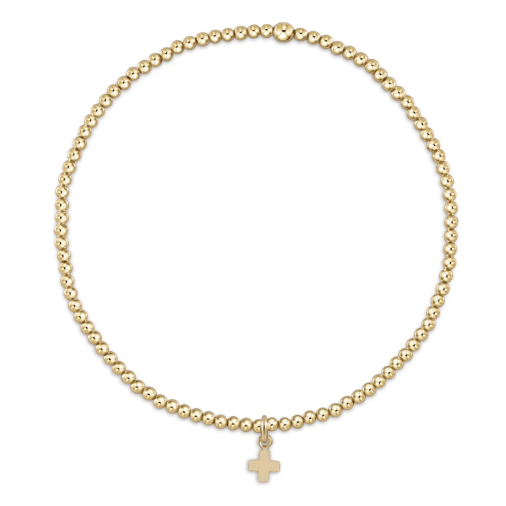Egirl Classic Gold 2mm Bead Bracelet - Signature Cross Small Gold Charm