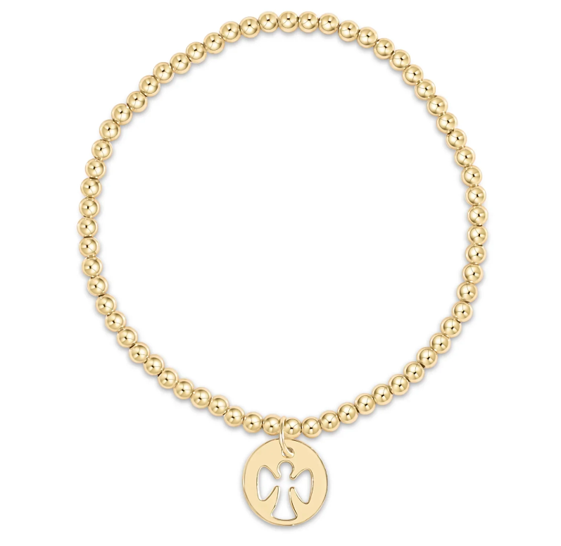 Egirl Classic Gold 3mm Bead Bracelet - Guardian Angel Gold Disc