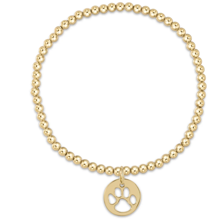 Egirl Classic Gold 3mm Bead Bracelet - Paw Print Gold Disc