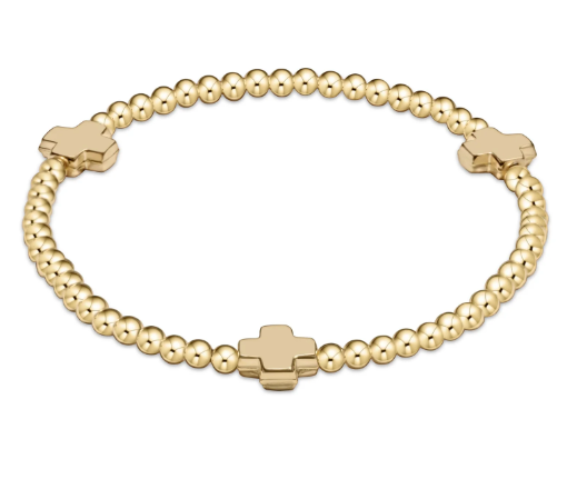 Egirl signature cross gold pattern 3mm bead bracelet- gold