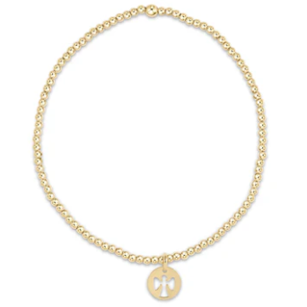 Egirl Classic Gold 2mm Bead Bracelet - Paw Print Small Gold Disc