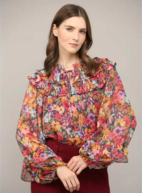 Floral Ruffle Top