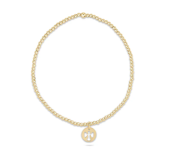 Classic Gold 2mm Guardian Angel Charm Small Bracelet