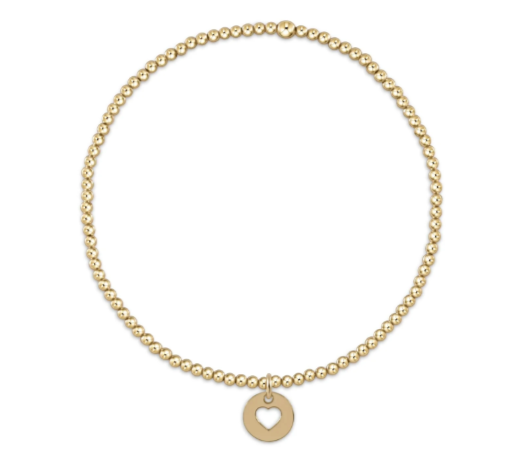 classic gold 2mm bead bracelet - love small gold disc