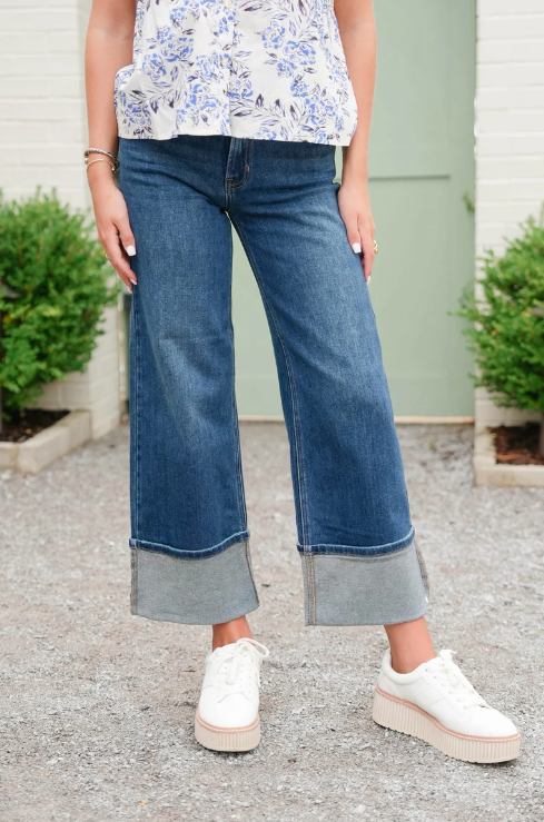 Just Kickin It Cuffed Jeans