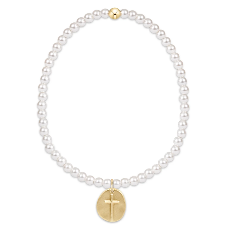 Classic Pearl 3mm Bead Bracelet - Inspire Small Gold Charm