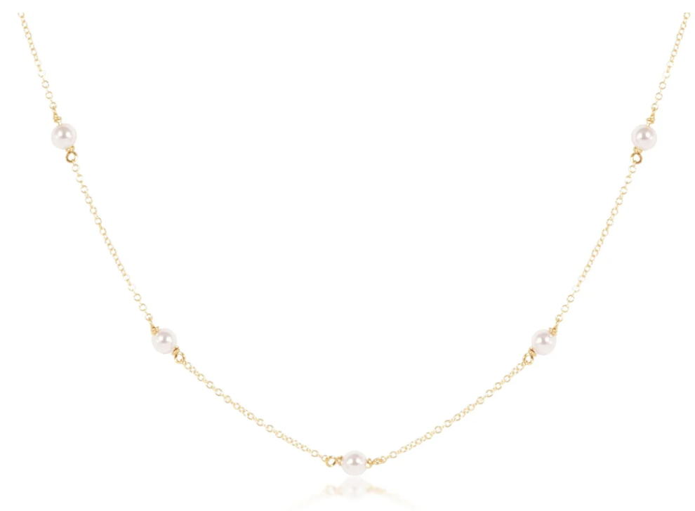 17" Choker Simplicity Chain Gold - 4mm Pearl