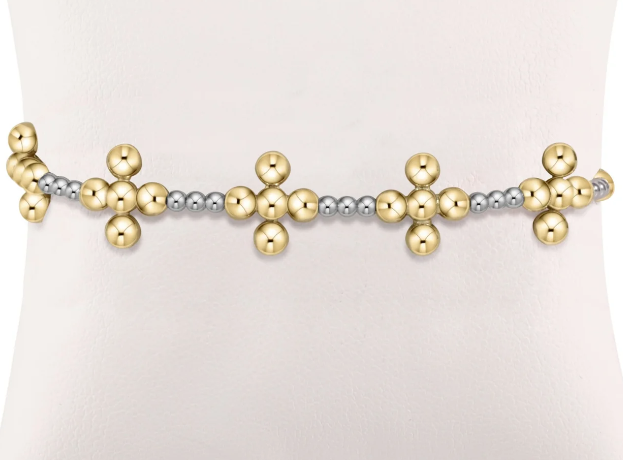 Signature Cross Sincerity Pattern Sterling 2.5mm Bead Bracelet - Classic Beaded Signature Cross Gold - 4mm Bead Gold