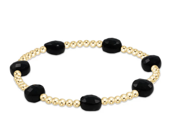 Admire Gold 3mm Bead Bracelet - Faceted Onyx