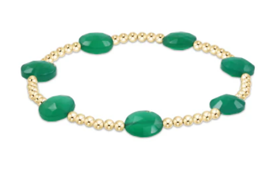 Admire Gold 3mm Bead Bracelet - Green Onyx