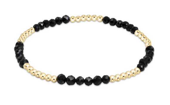 Blissful Pattern 2.5mm Bead Bracelet - Faceted Onyx