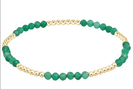 Blissful Pattern 2.5mm Bead Bracelet - Green Onyx