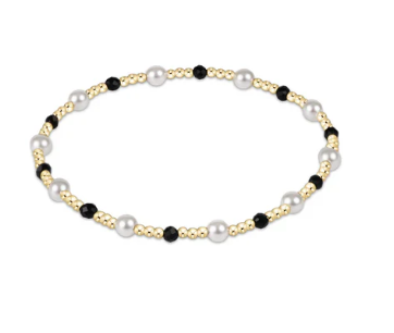 Pearl Sincerity Pattern 4mm Bead Bracelet - Faceted Onyx