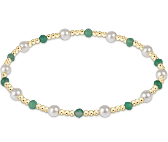 Pearl Sincerity Pattern 4mm Bead Bracelet - Green Onyx