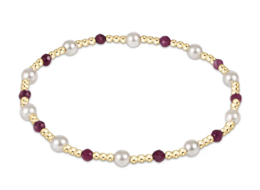 Pearl Sincerity Pattern 4mm Bead Bracelet - Ruby