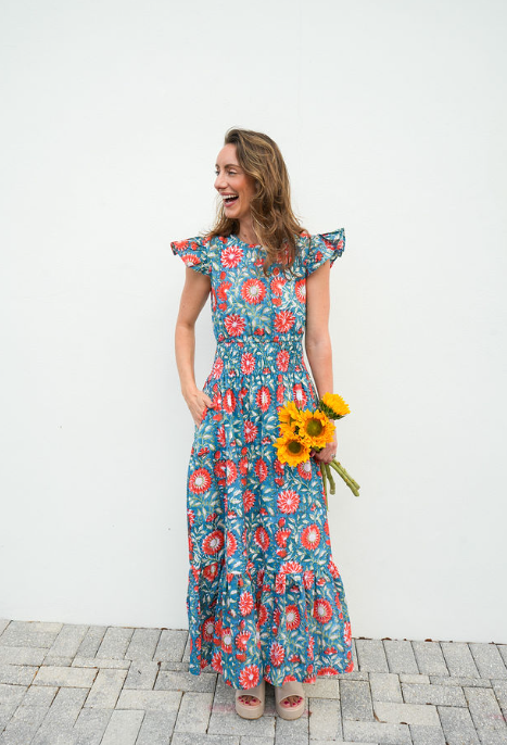 "The Allison - Teal & Crimson" by Leighton Ann