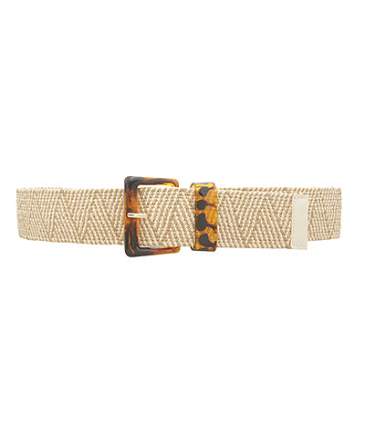 Tortoise Shell Raffia Belt - Cream & Tan – Seahorse Lane