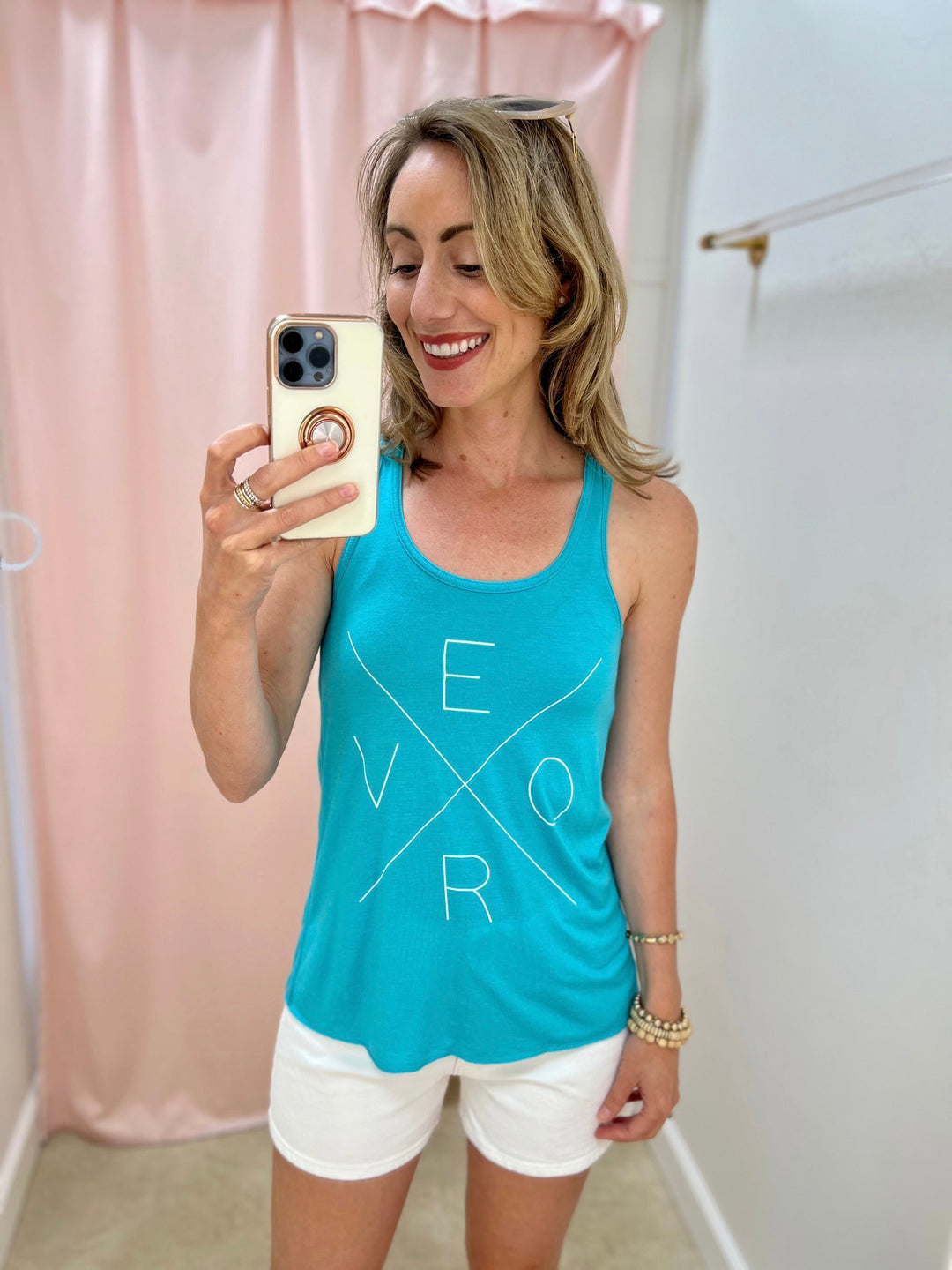 Vero Tank - Teal & White