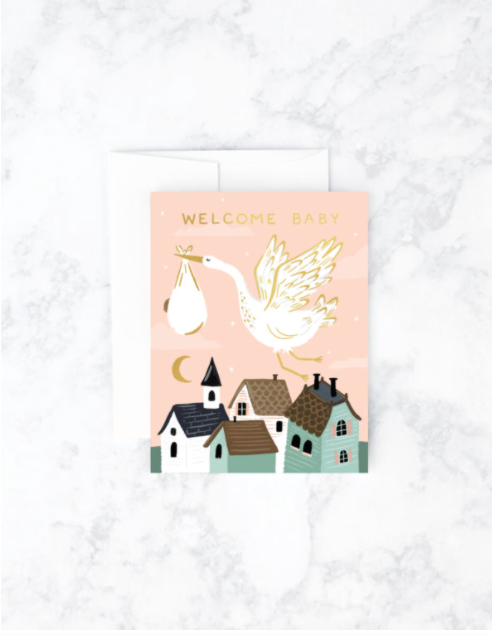 Welcome Baby Stork Card - Baby