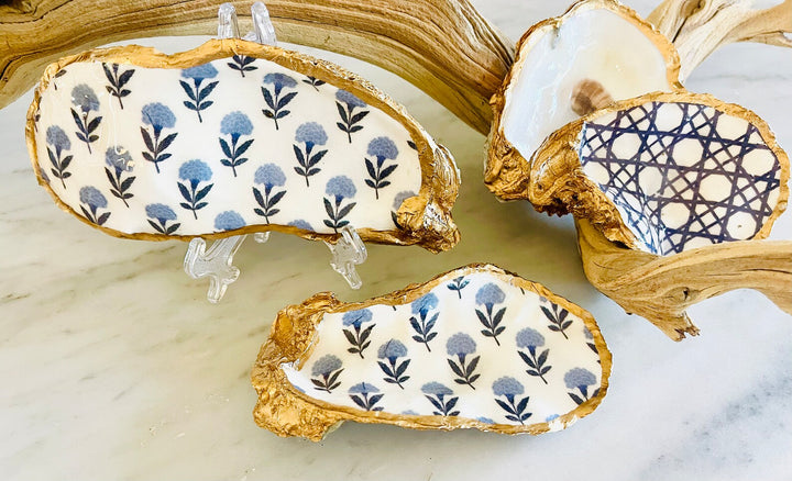 Gilded Oyster Shell Jewelry Dish - Medium