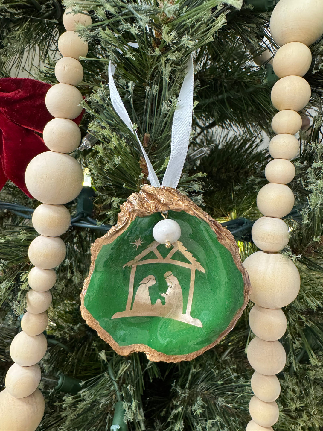 Nativity Oyster Shell Ornament