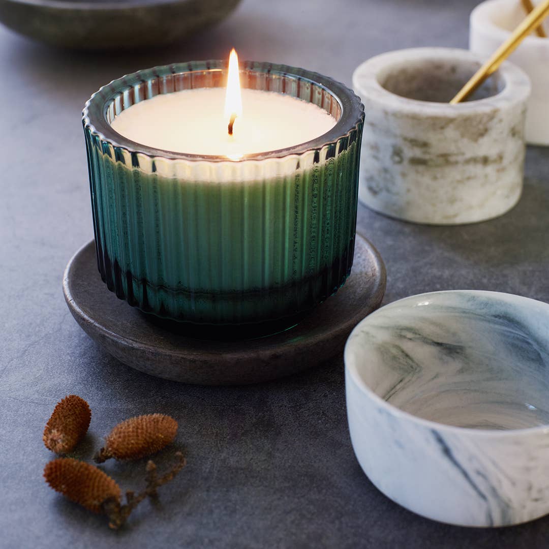 Roland Pine 6 oz Single Wick Soy Ribbed Glass Candle